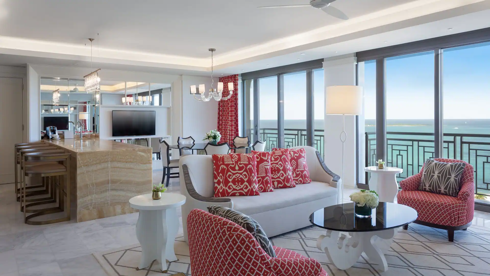 Two-Bedroom Ocean View Residence Riviera with One King Bed & Two Queen