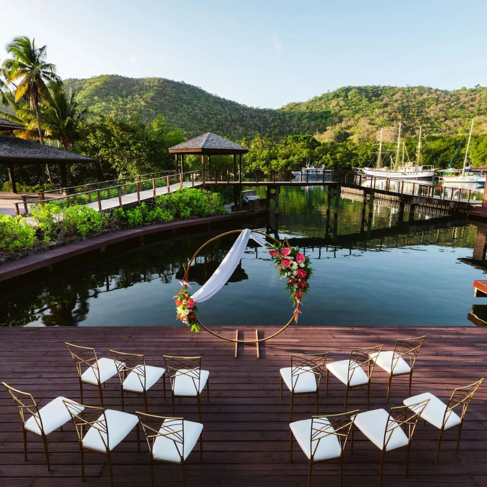 The Cove Deck wedding venue at Zoetry Marigot Bay St. Lucia