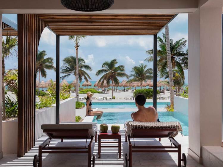 Excellence Club Beachfront Honeymoon Suite with Private Pool at Excellence Coral Playa Mujeres