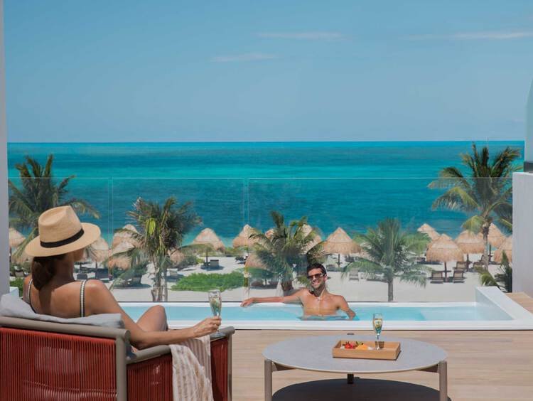 Excellence Beachfront Honeymoon Two-Story Rooftop Terrace Suite with Private Pool at Excellence Coral Playa Mujeres