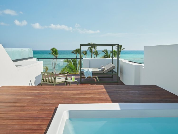 Excellence Club Beachfront Honeymoon Two-Story Rooftop Terrace Suite with Plunge Pool at Finest Punta Cana