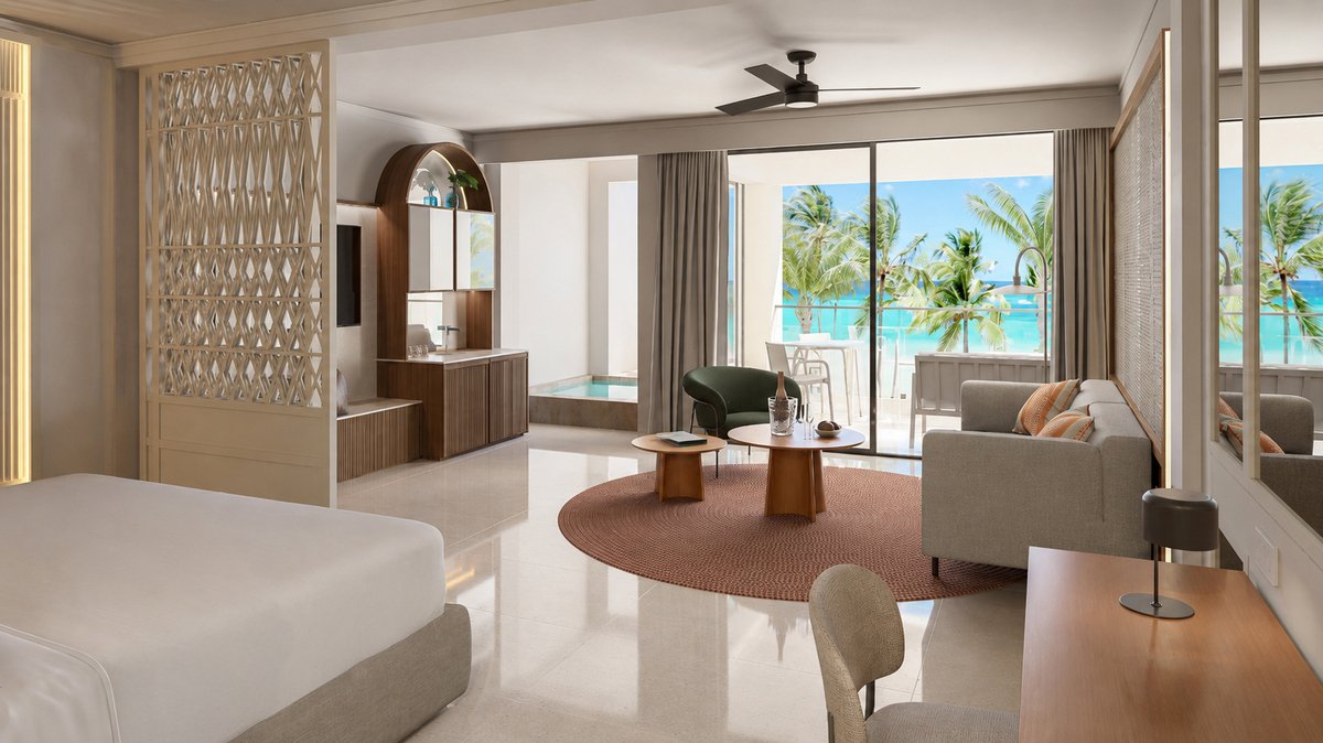 Excellence Club Beachfront Honeymoon Two-Story Rooftop Terrace Suite with Plunge Pool at Finest Riviera Cancun