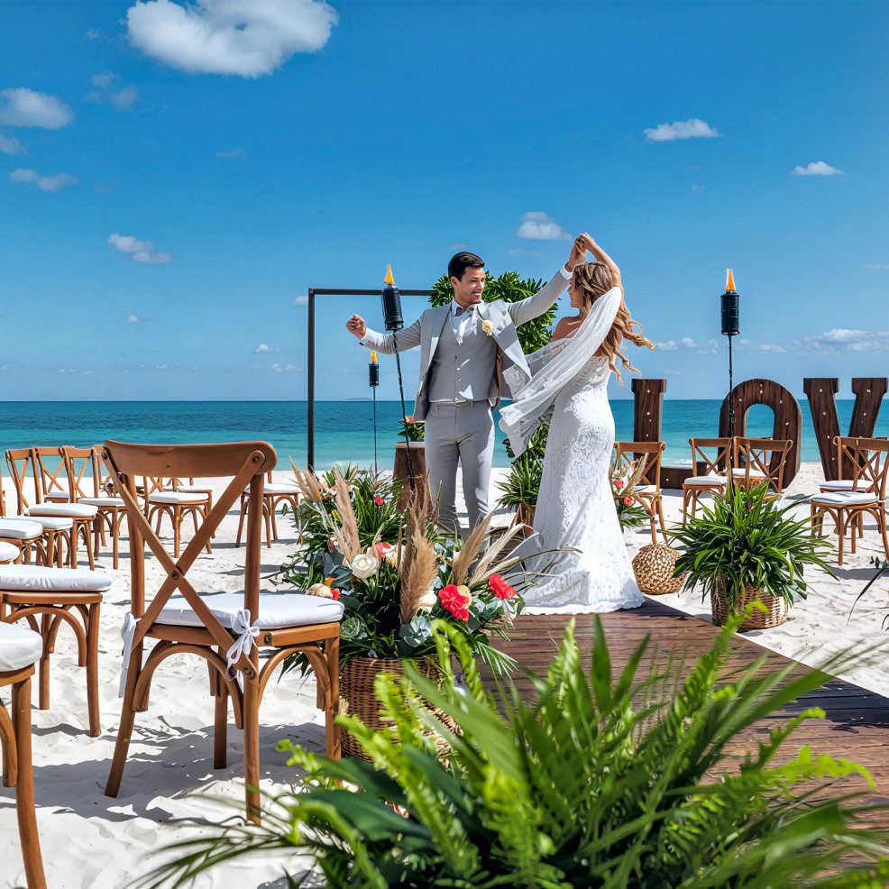 Beach wedding venue at Ocean Maya Royale